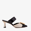 The Valencia Black & Cream Jewel Heel Women's Mule Sandal