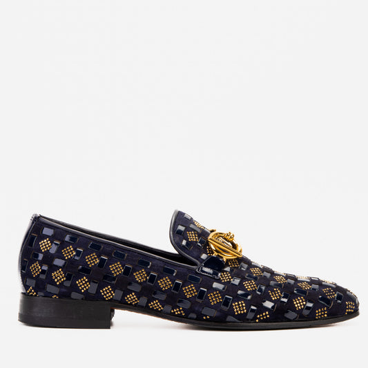 Mocasín de vestir azul marino con punta de Vicino Shoe para hombre