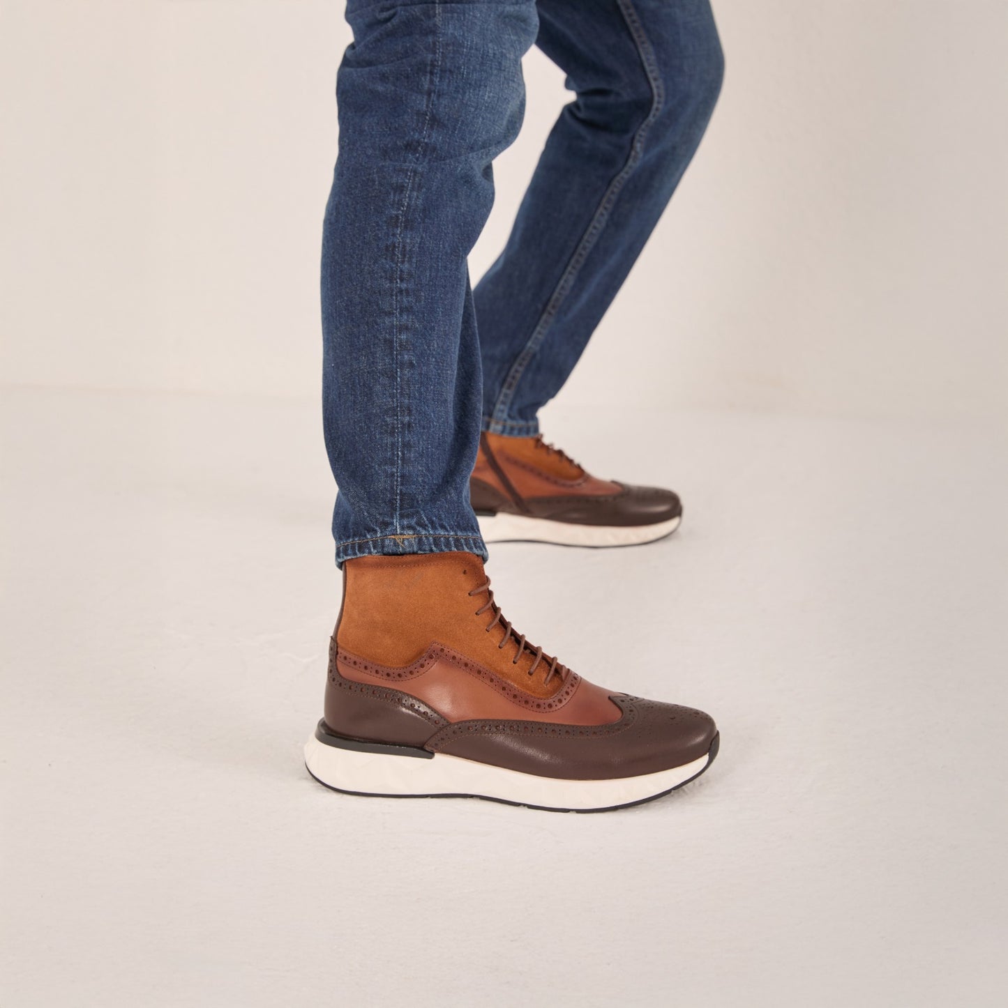 El Botín Casual para Hombre Brogue Wingtip de Cuero Marrón Regent
