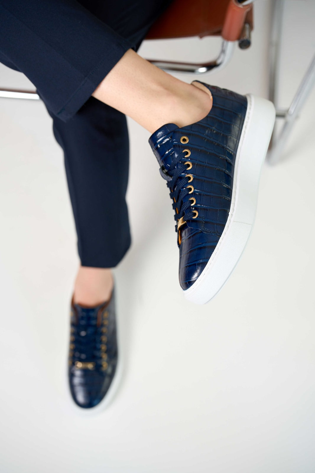 Zapatillas de piel azul Dublin para hombre