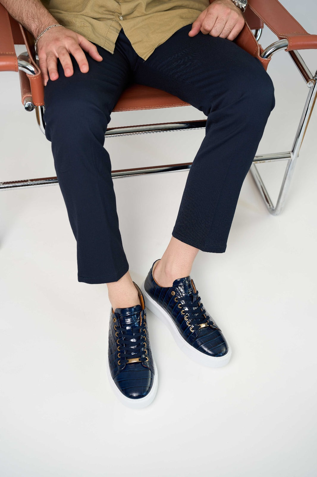 Zapatillas de piel azul Dublin para hombre