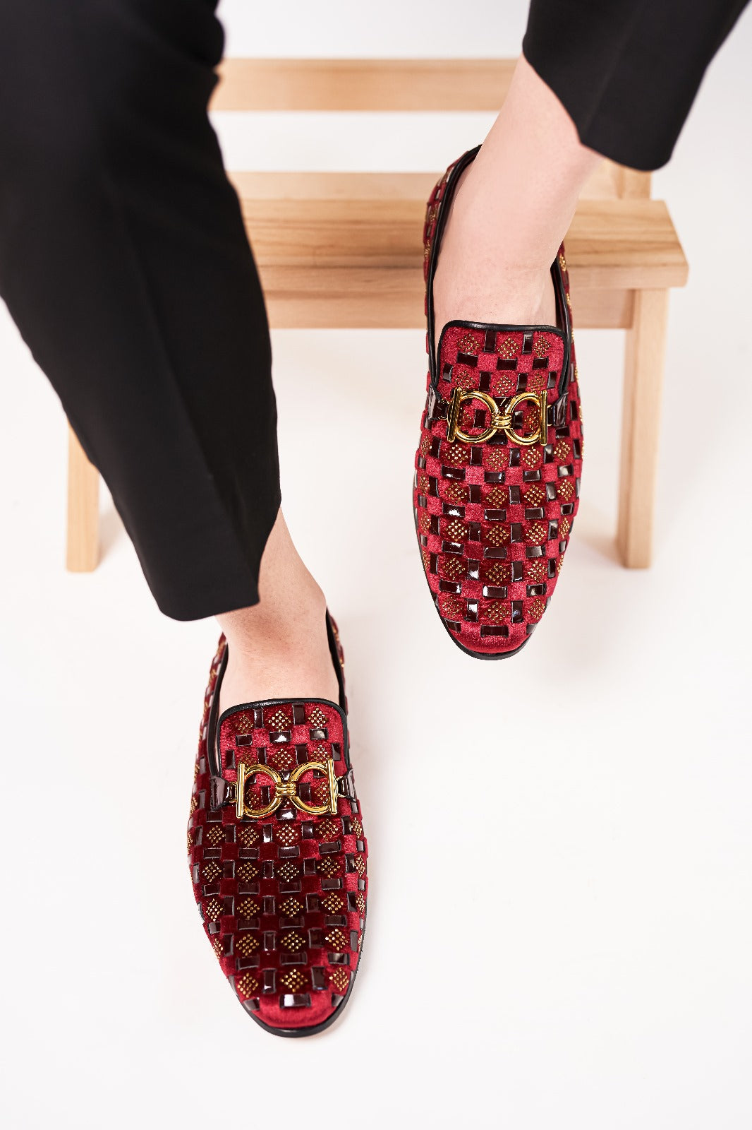 Mocasín de vestir Vicino Shoe Burgundy Bit para hombre, edición limitada