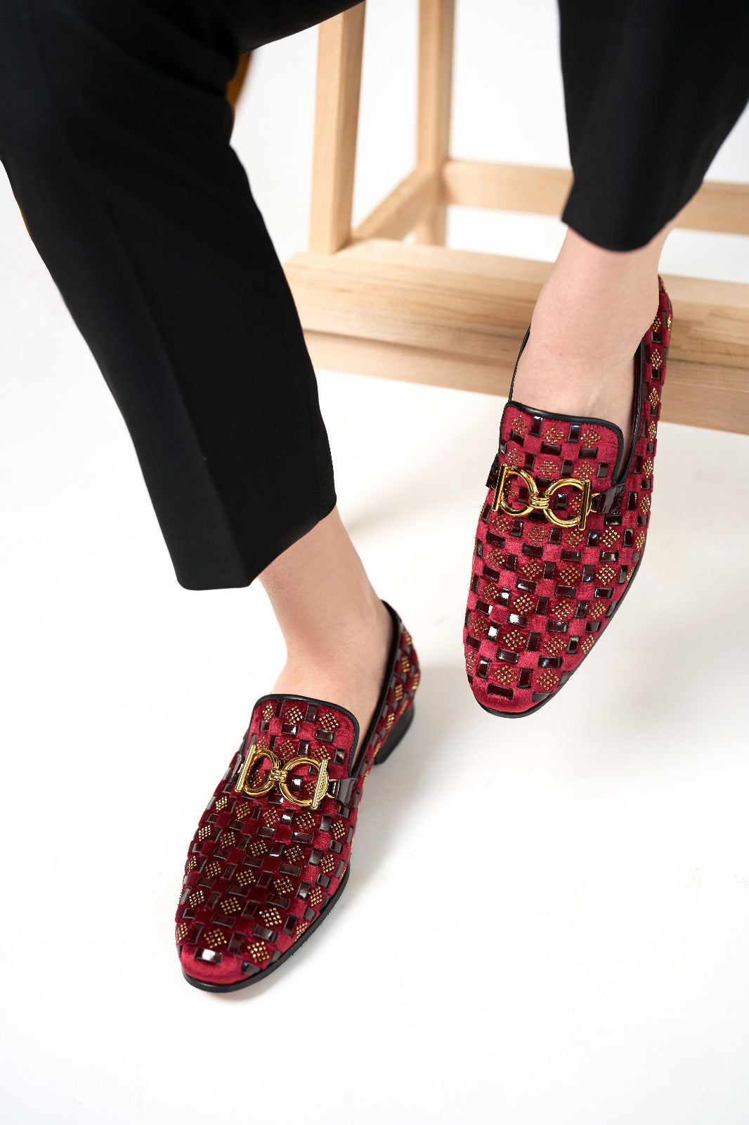 Mocasín de vestir Vicino Shoe Burgundy Bit para hombre, edición limitada