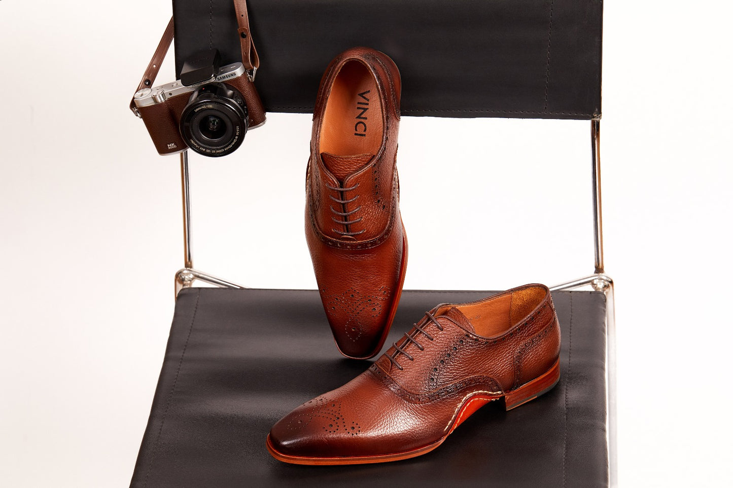The Draco Handmade Tan Semi Brogue Oxford Men Shoe