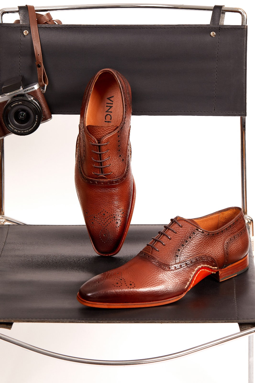 The Draco Handmade Tan Semi Brogue Oxford Men Shoe