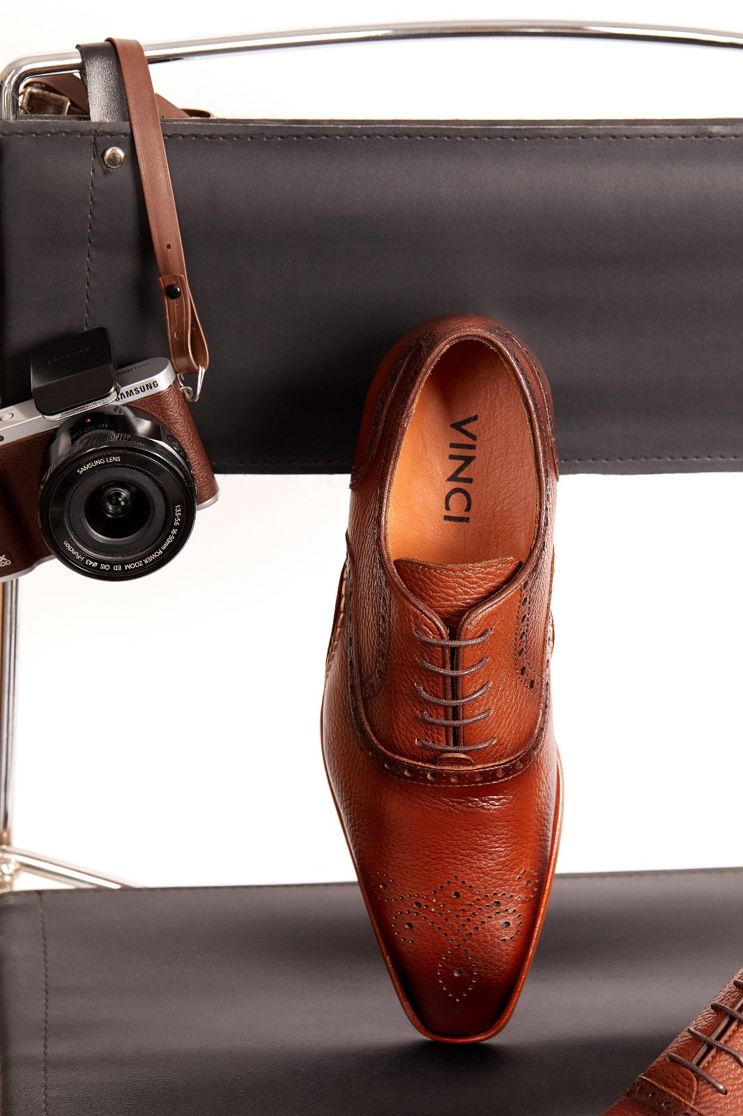 The Draco Handmade Tan Semi Brogue Oxford Men Shoe