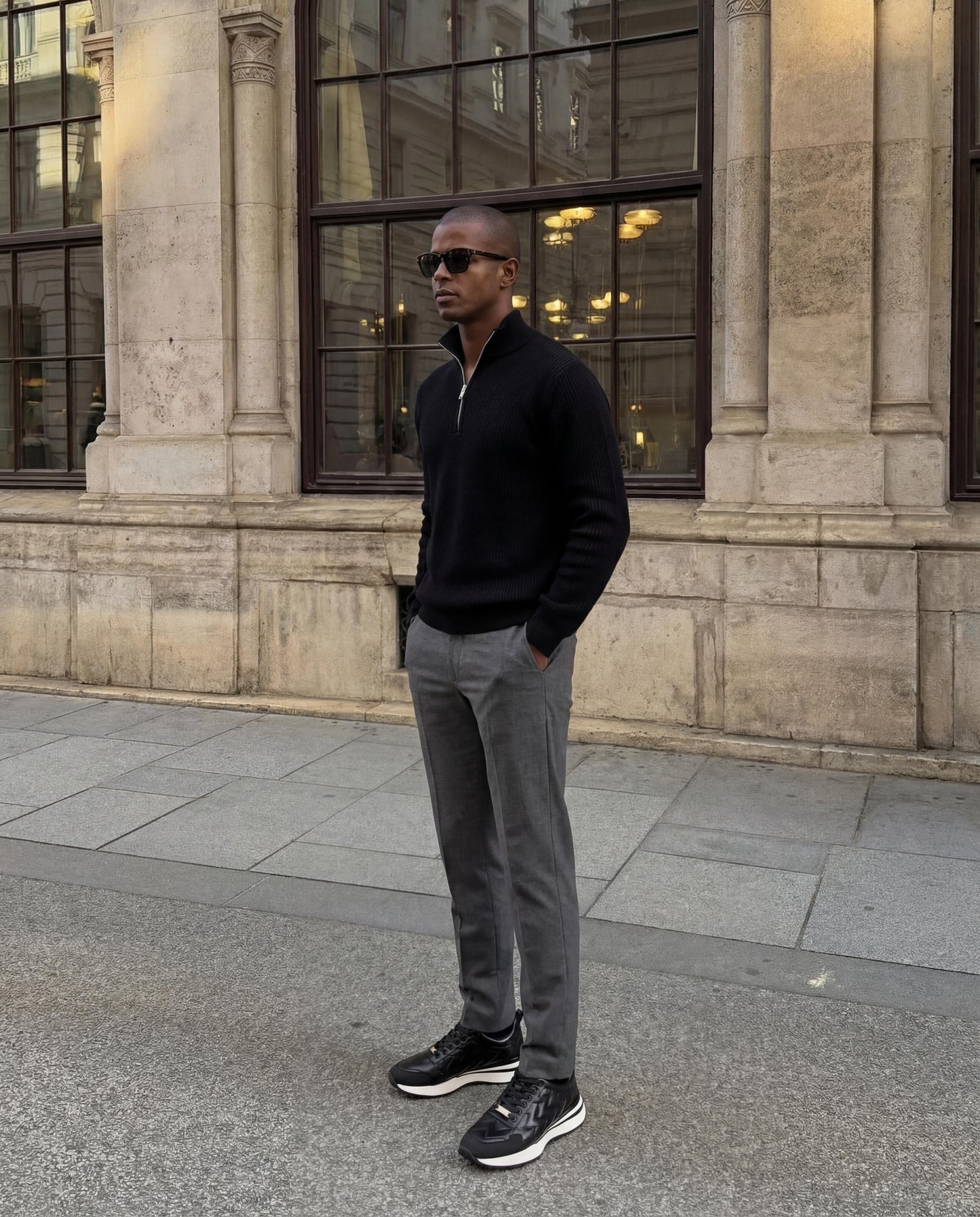 La Zapatilla para Hombre Veneto de Cuero Negro