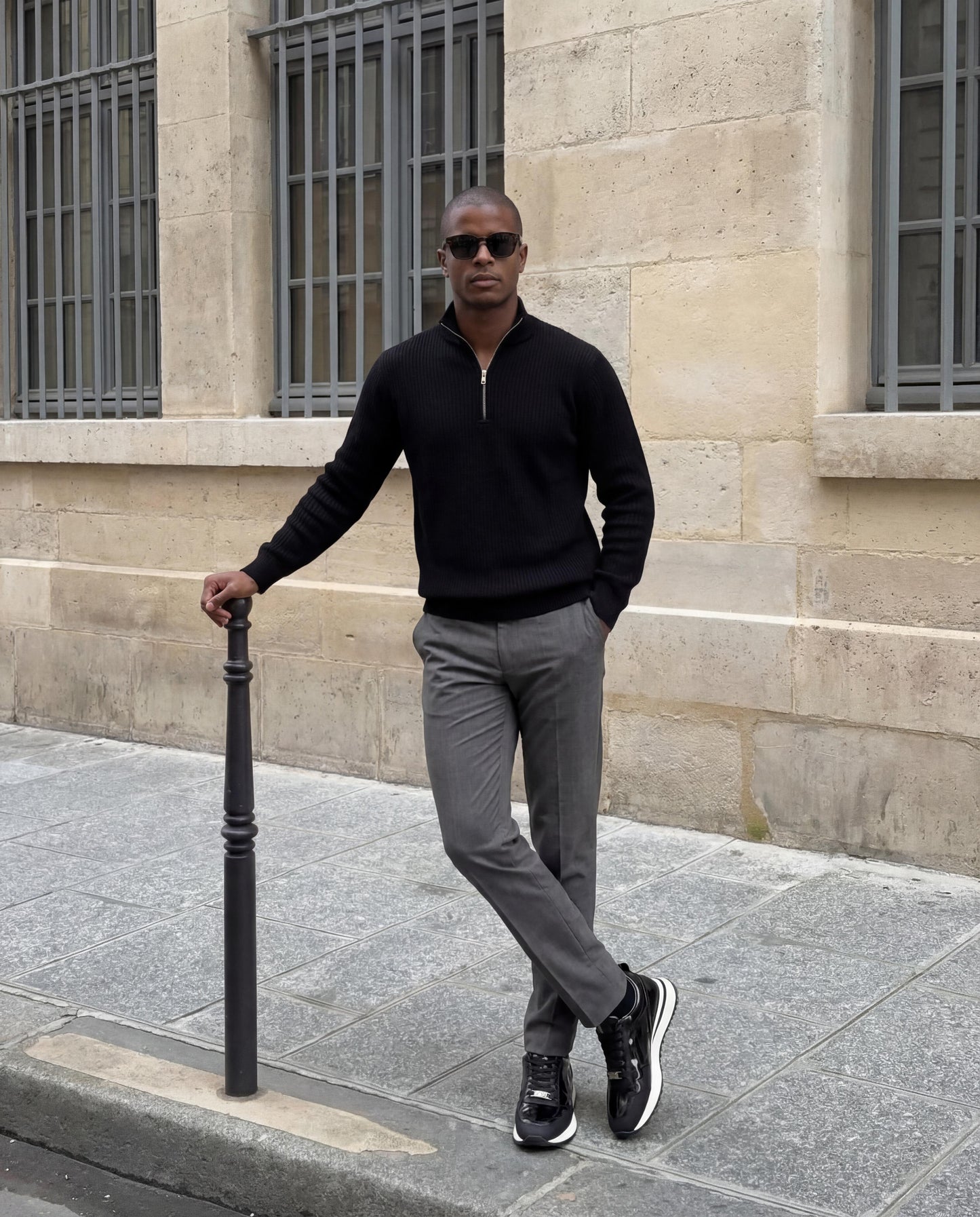 La Zapatilla para Hombre Veneto de Cuero Negro