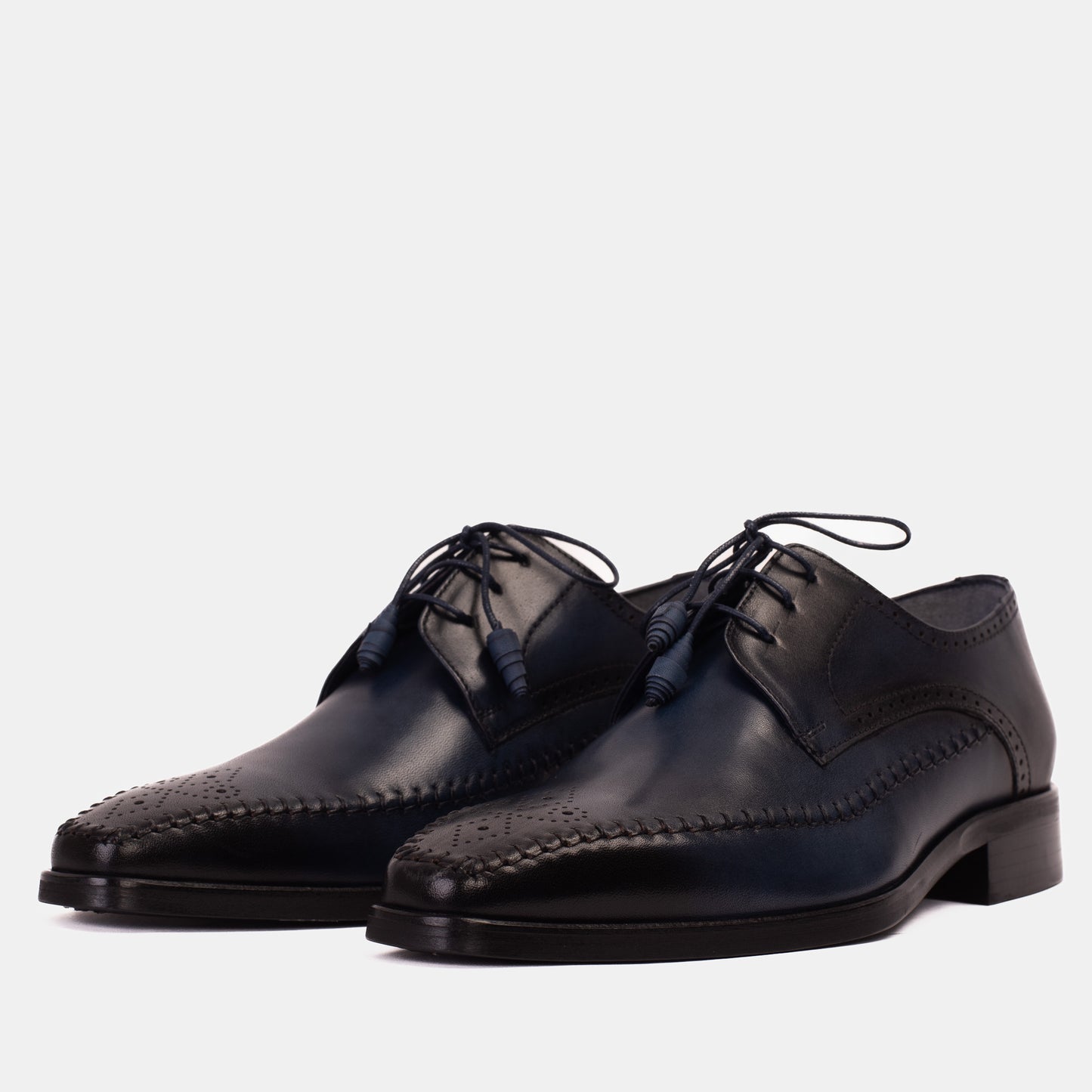 Zapato Derby de piel azul marino para hombre The Moon