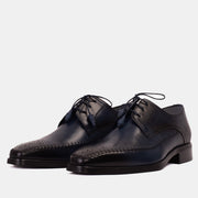 The Moon Navy Blue Leather Derby Shoe