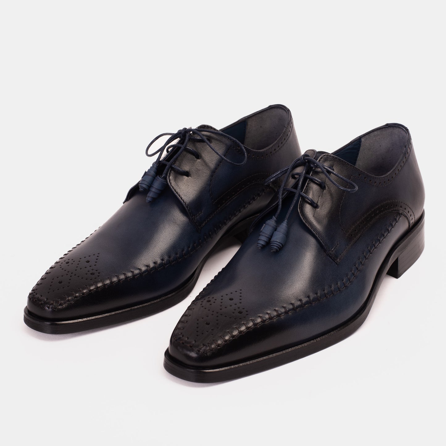 Zapato Derby de piel azul marino para hombre The Moon