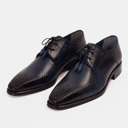 The Moon Navy Blue Leather Derby Shoe