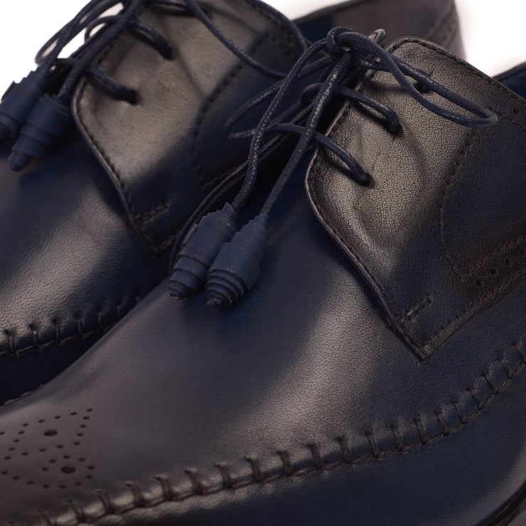 The Moon Navy Blue Leather Derby Shoe