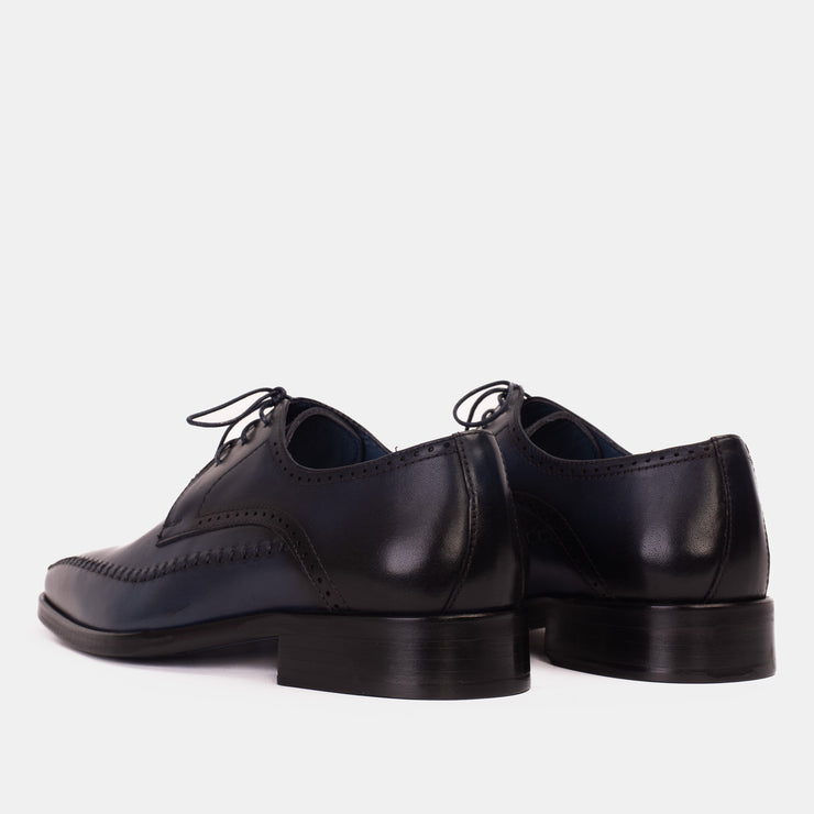 The Moon Navy Blue Leather Derby Shoe