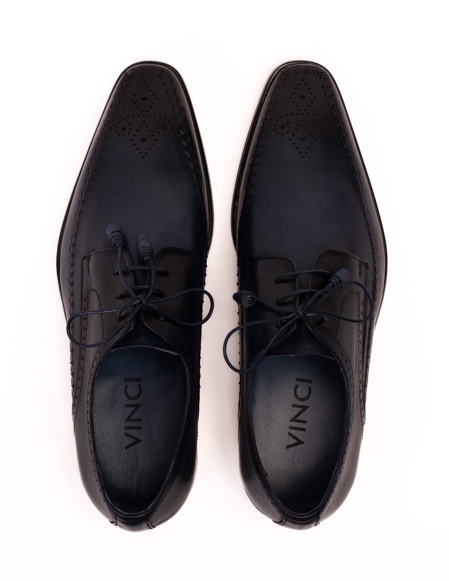 Zapato Derby de piel azul marino para hombre The Moon