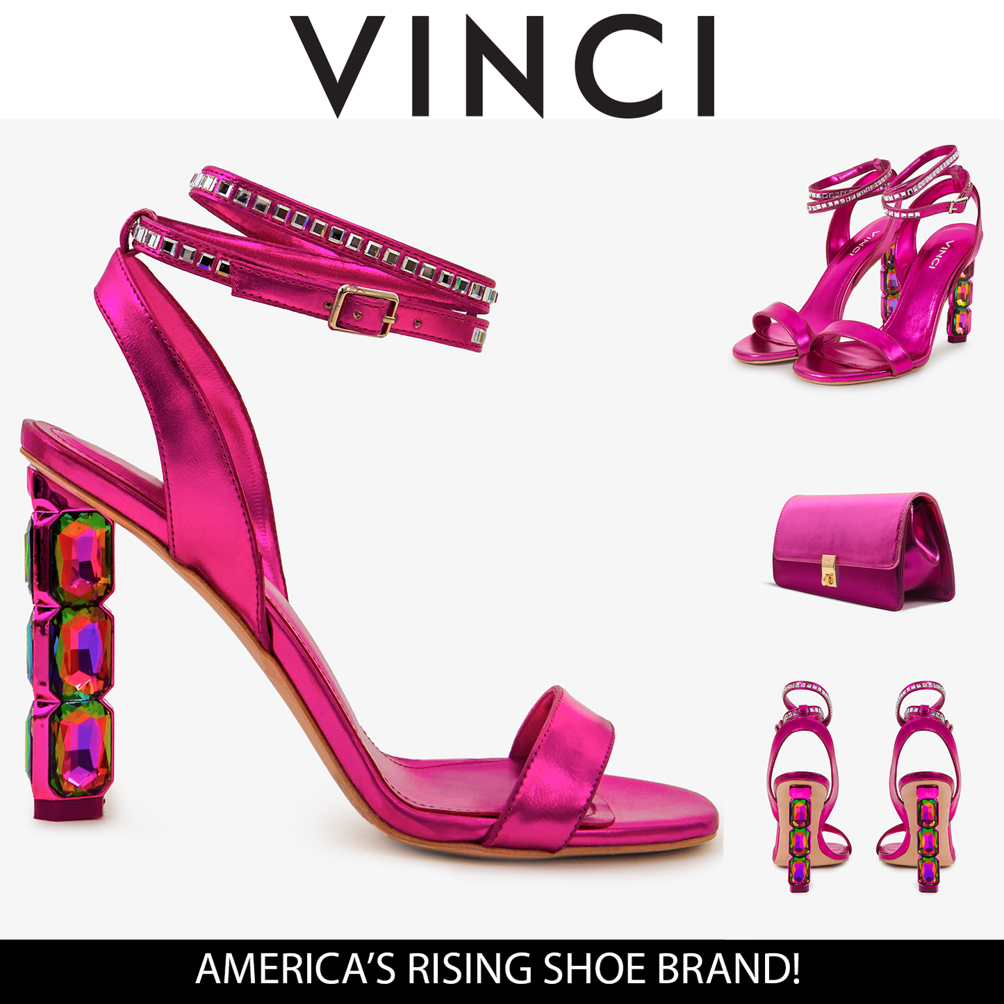 The Torola Fuchsia Stony Heel Leather Women Sandal