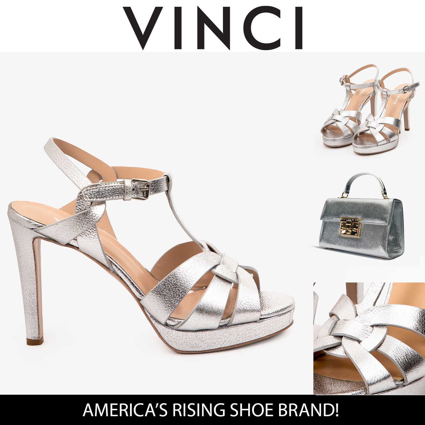 The Parisian Silver Leather T-Strap Platform Heel Women Sandal