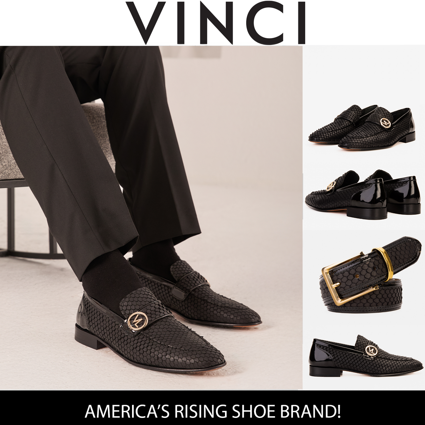 El zapato de vestir de cuero negro Monarch para hombre