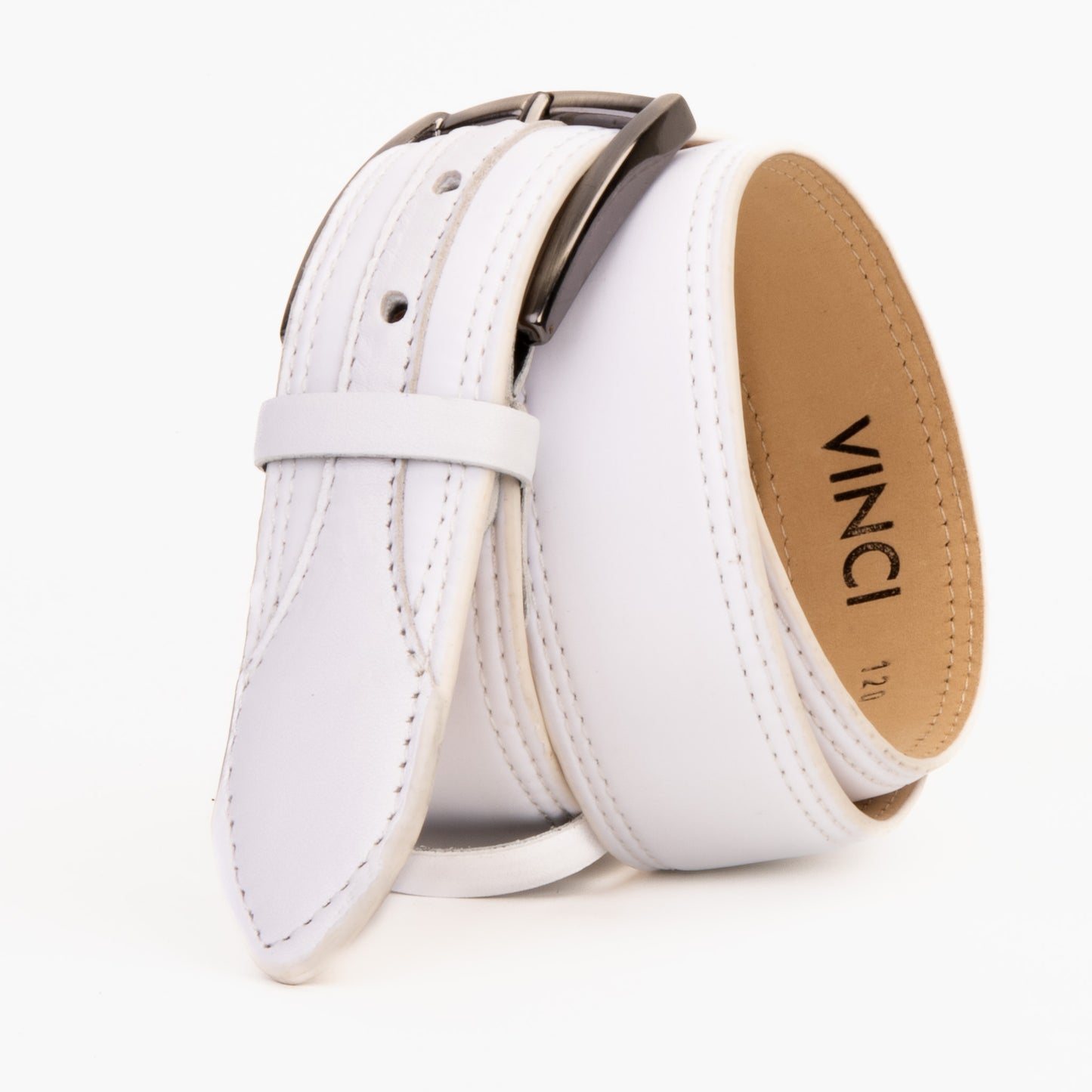 The Lexington White Leather Belt