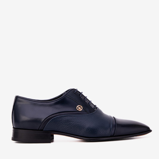 The Rockwell Handmade Navy Blue Cap Toe Men Shoe
