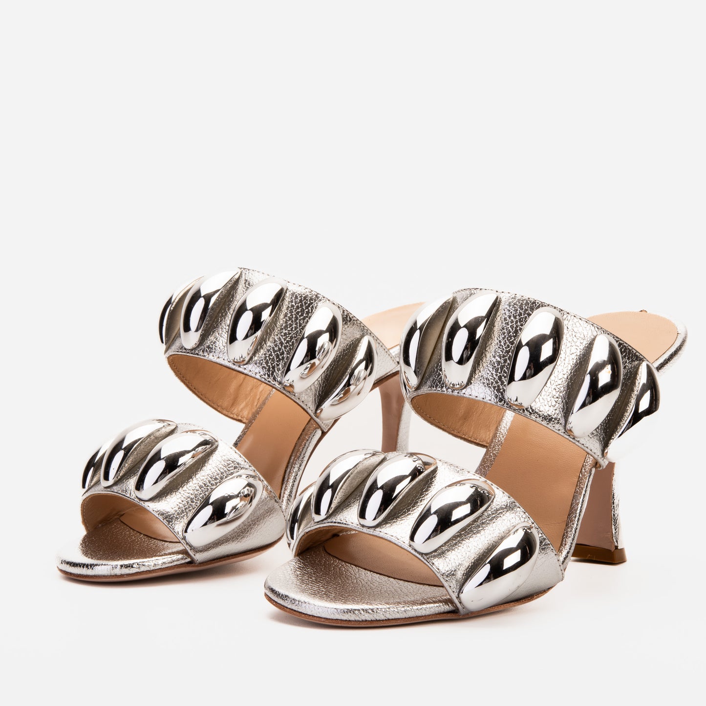 Las Sandalias de Mujer de Cuero Plateado Eclipse