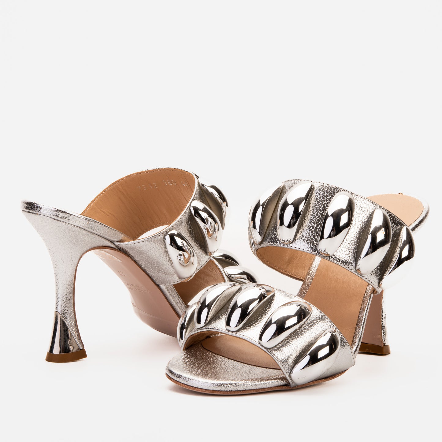 Las Sandalias de Mujer de Cuero Plateado Eclipse