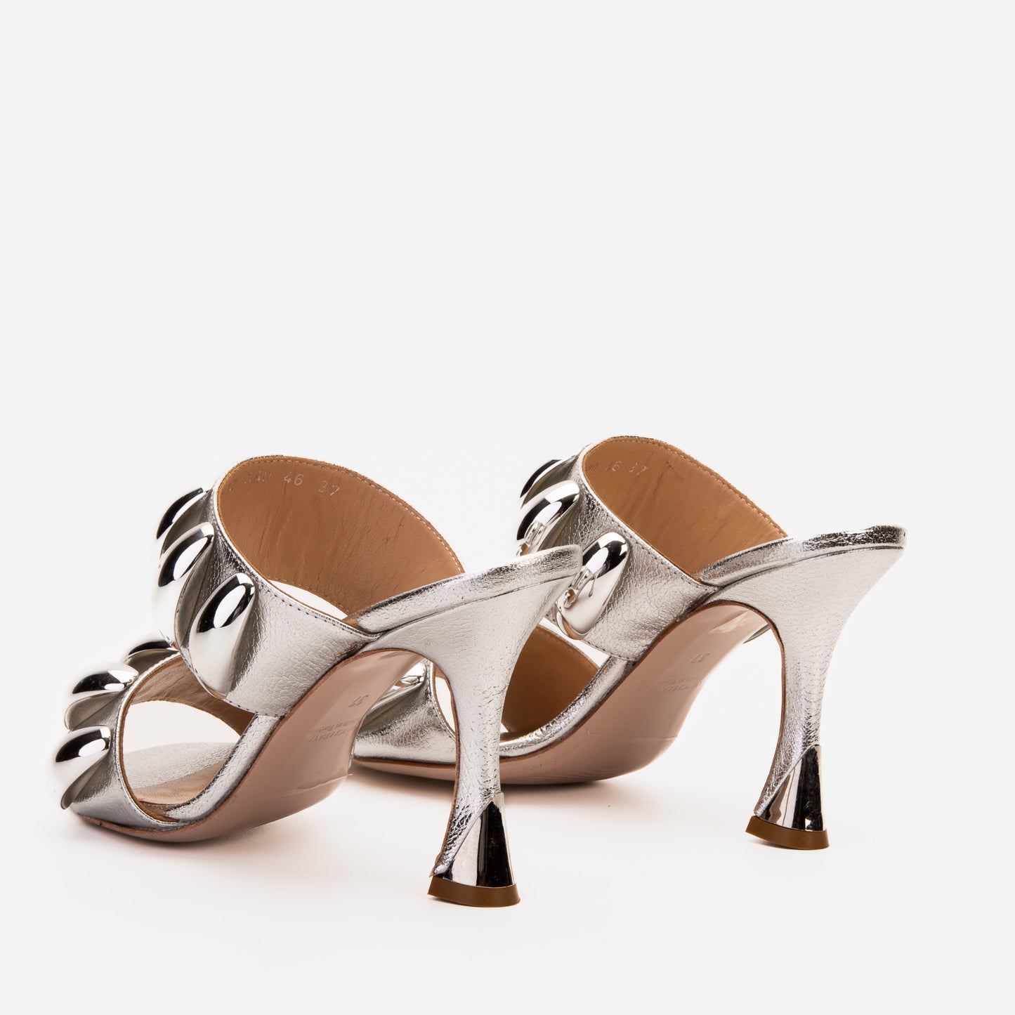 Las Sandalias de Mujer de Cuero Plateado Eclipse