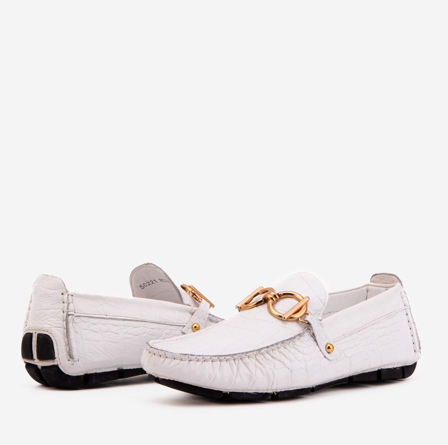 The Pisa White Leather Bit Drive Loafer Men Shoe