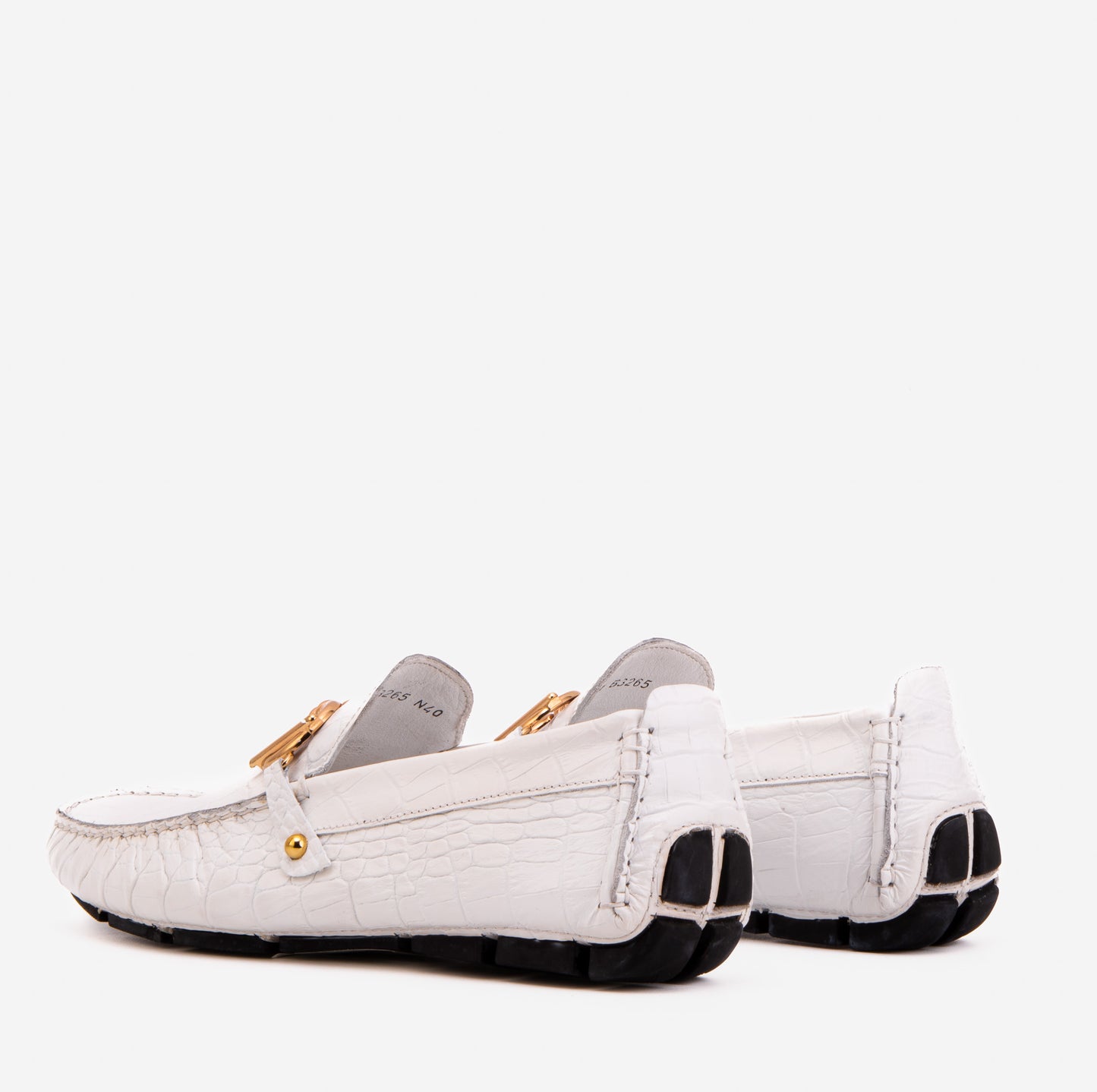 The Pisa White Leather Bit Drive Loafer Men Shoe