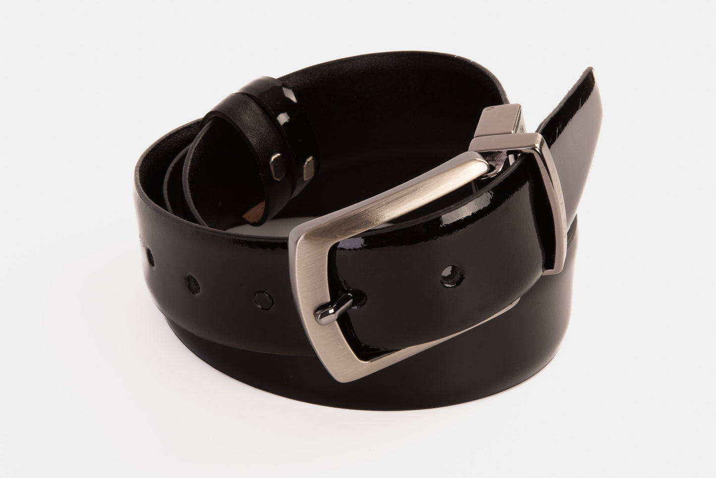 Cinturón reversible de charol negro The Sun 