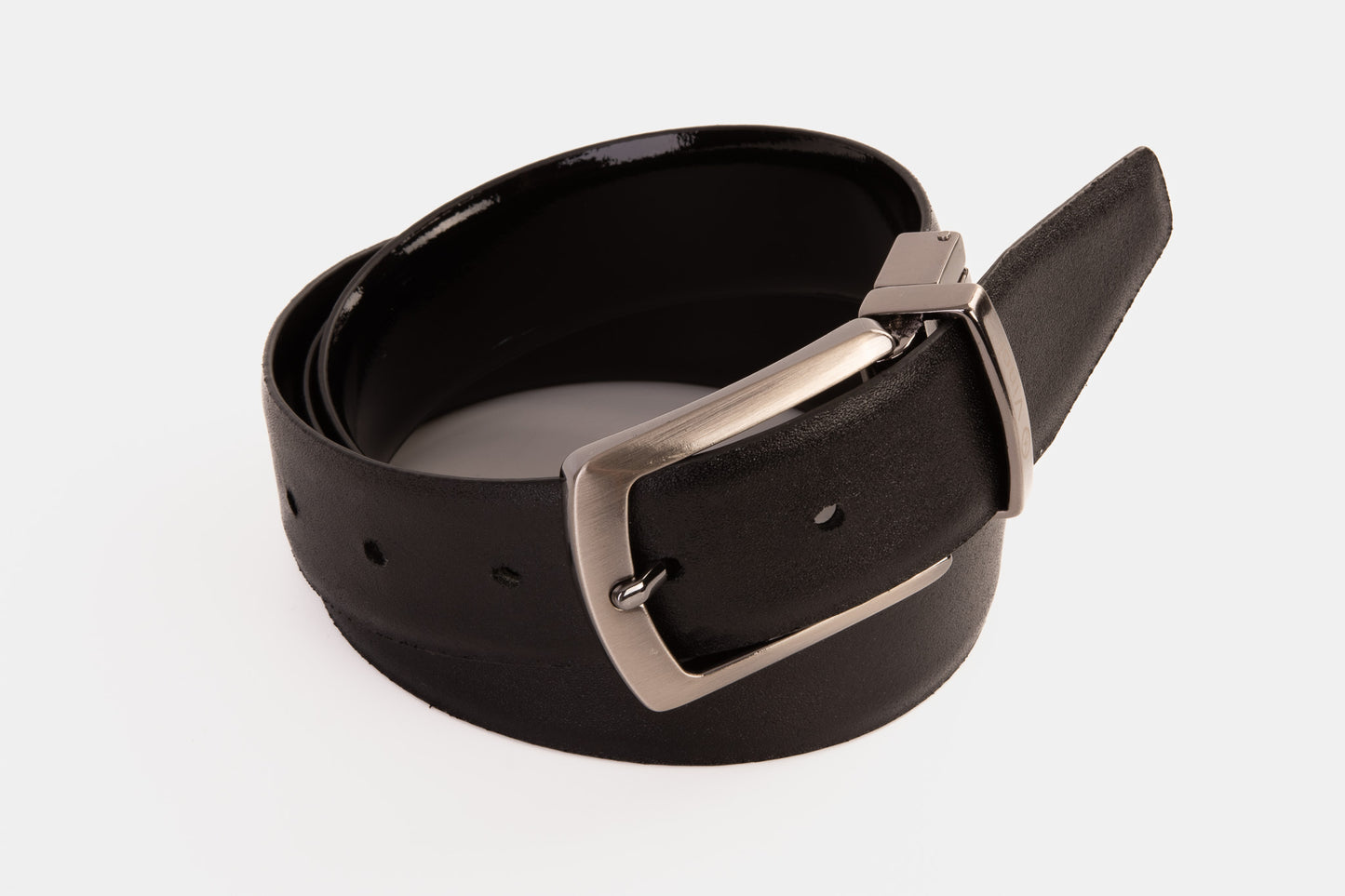 Cinturón reversible de charol negro The Sun 
