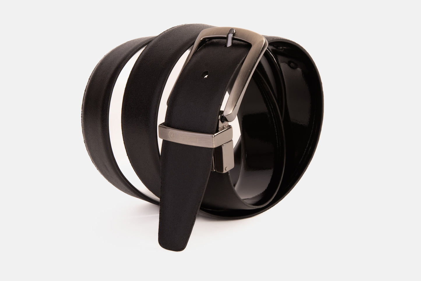 Cinturón reversible de charol negro The Sun 