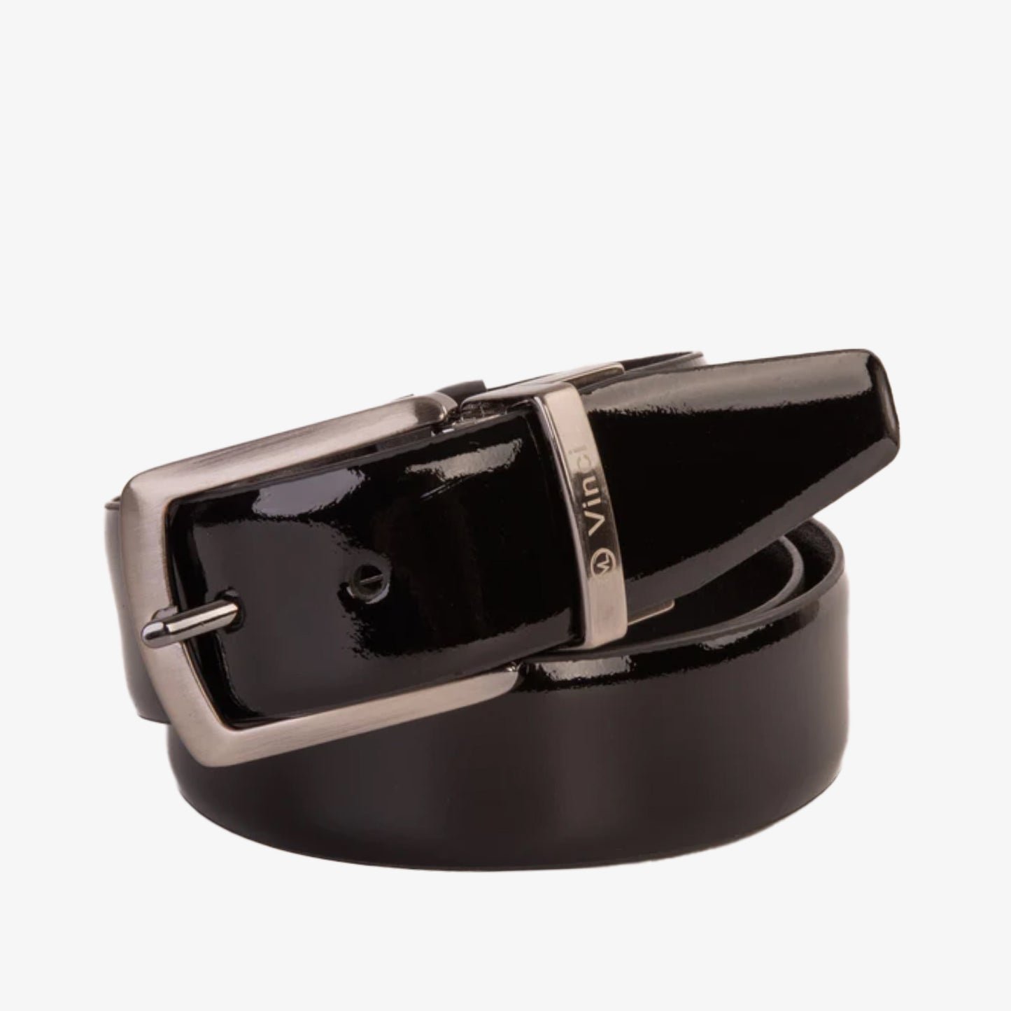Cinturón reversible de charol negro The Sun 