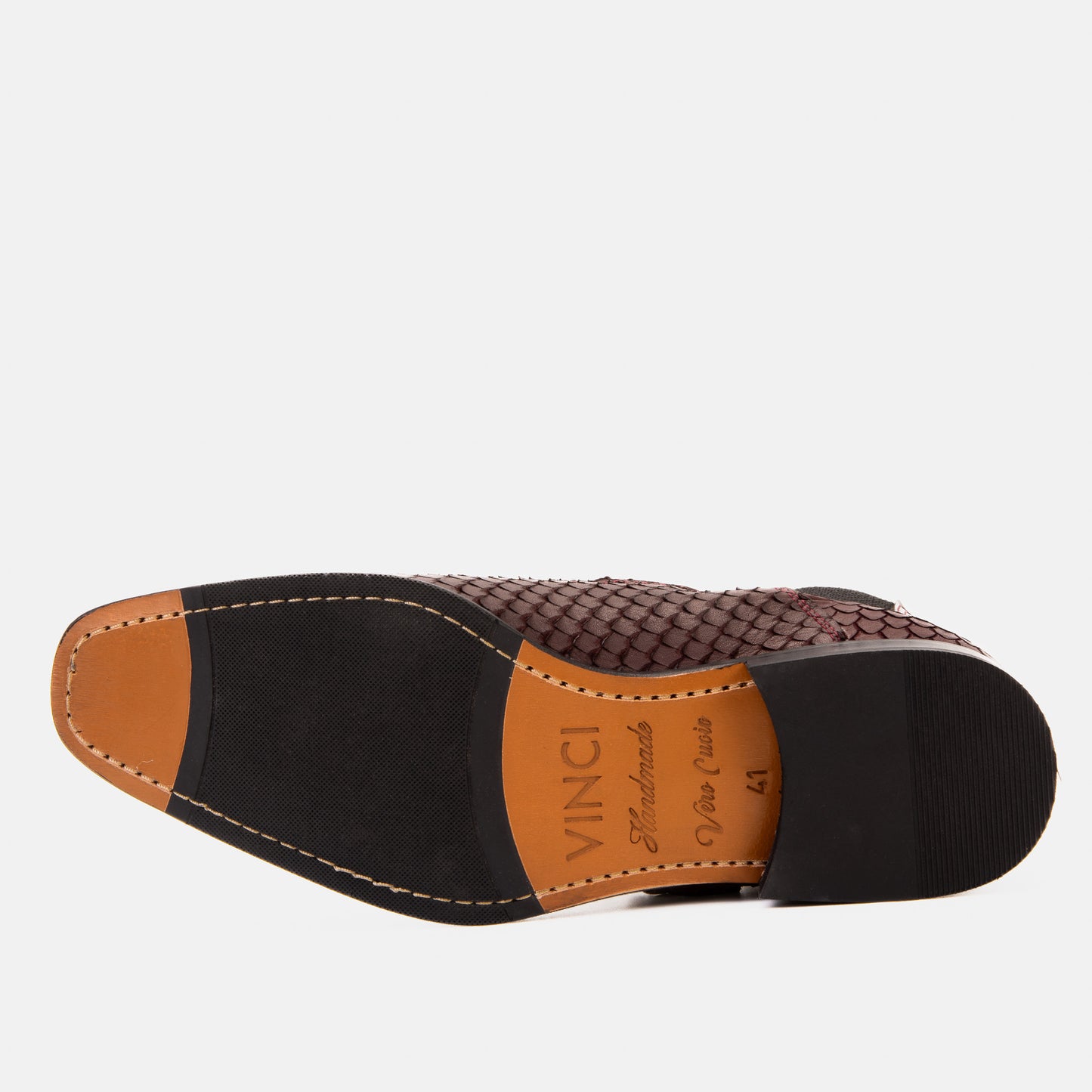The Orion Burgundy Snakeskin Pattern Leather Double Monk Strap Boot