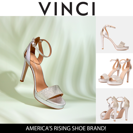 Sandalia de mujer de piel plateada con tacón de plataforma Mars