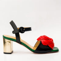 The Salerno Black Leather Women Sandal