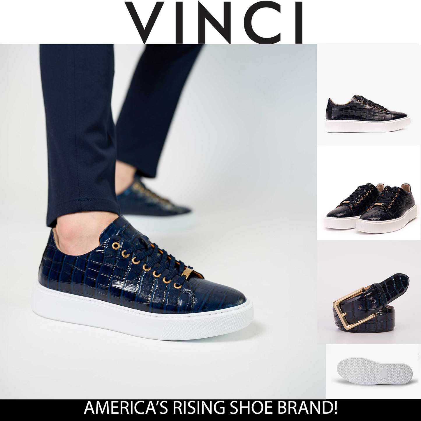 Zapatillas de piel azul Dublin para hombre