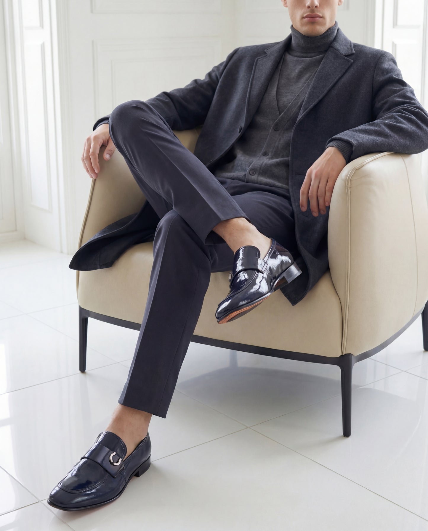 The Blackwell Navy Patent Bit Loafer Men Shoe