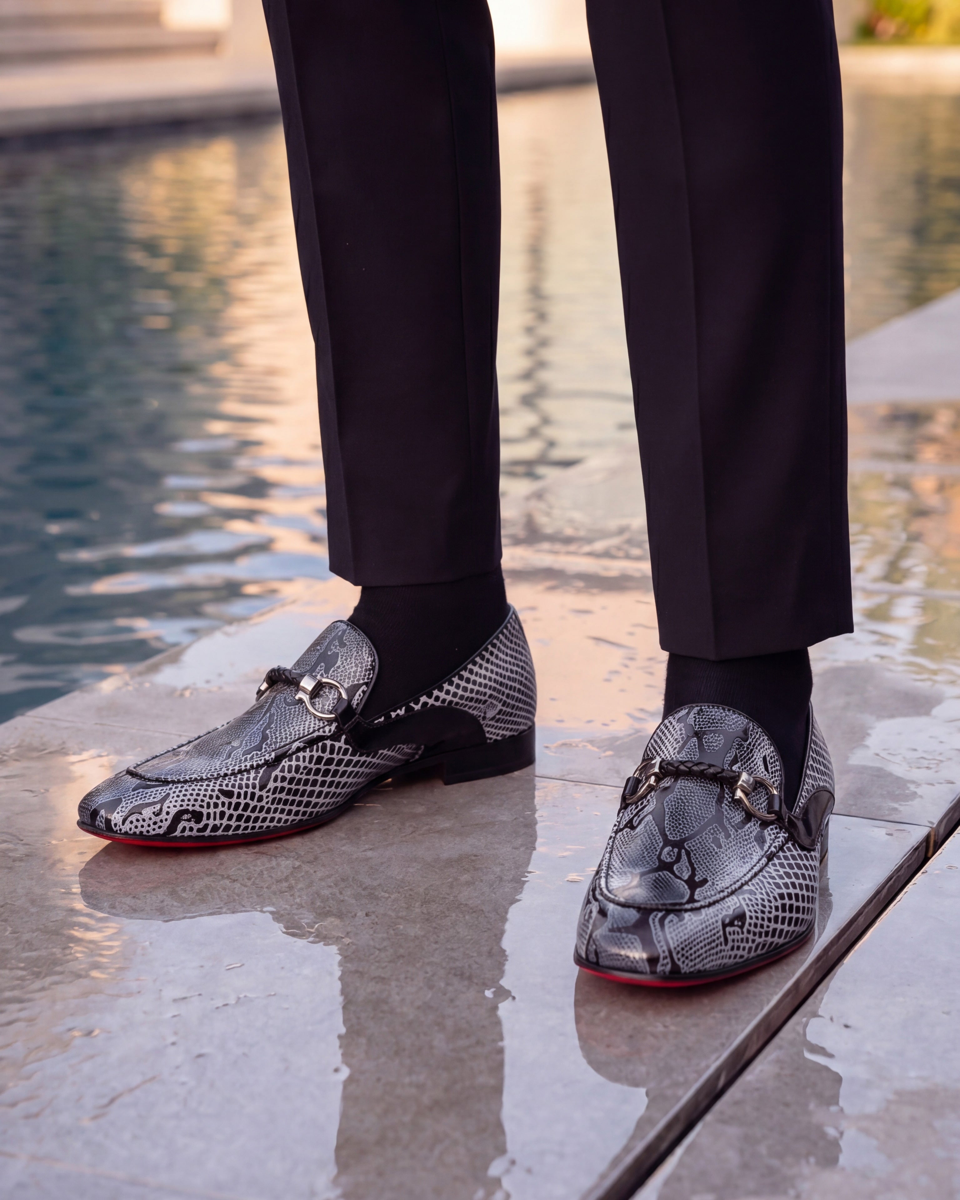 The Milano Black/White Shoe Bit Loafer Men shoe – Vinci Leather Shoes