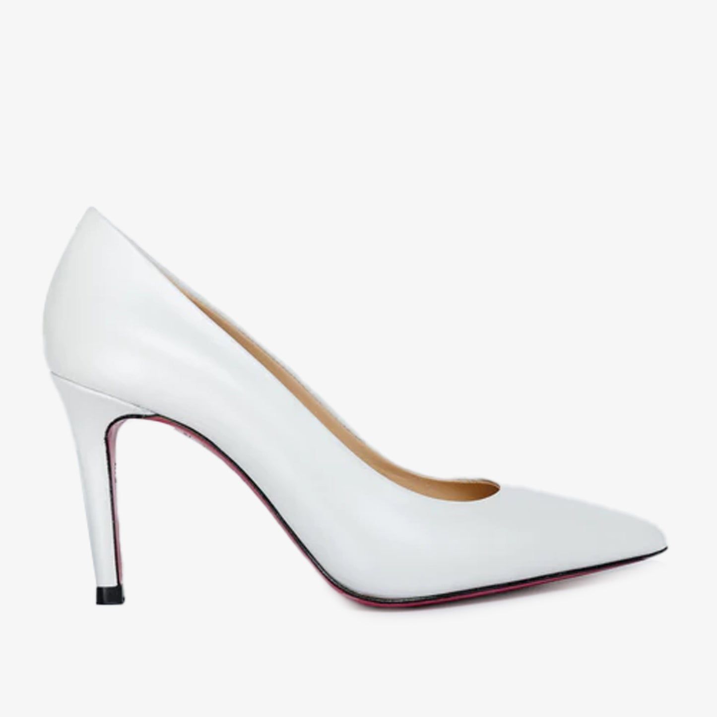 The Ege White Leather Pump Fuchsia Sole Women Shoe