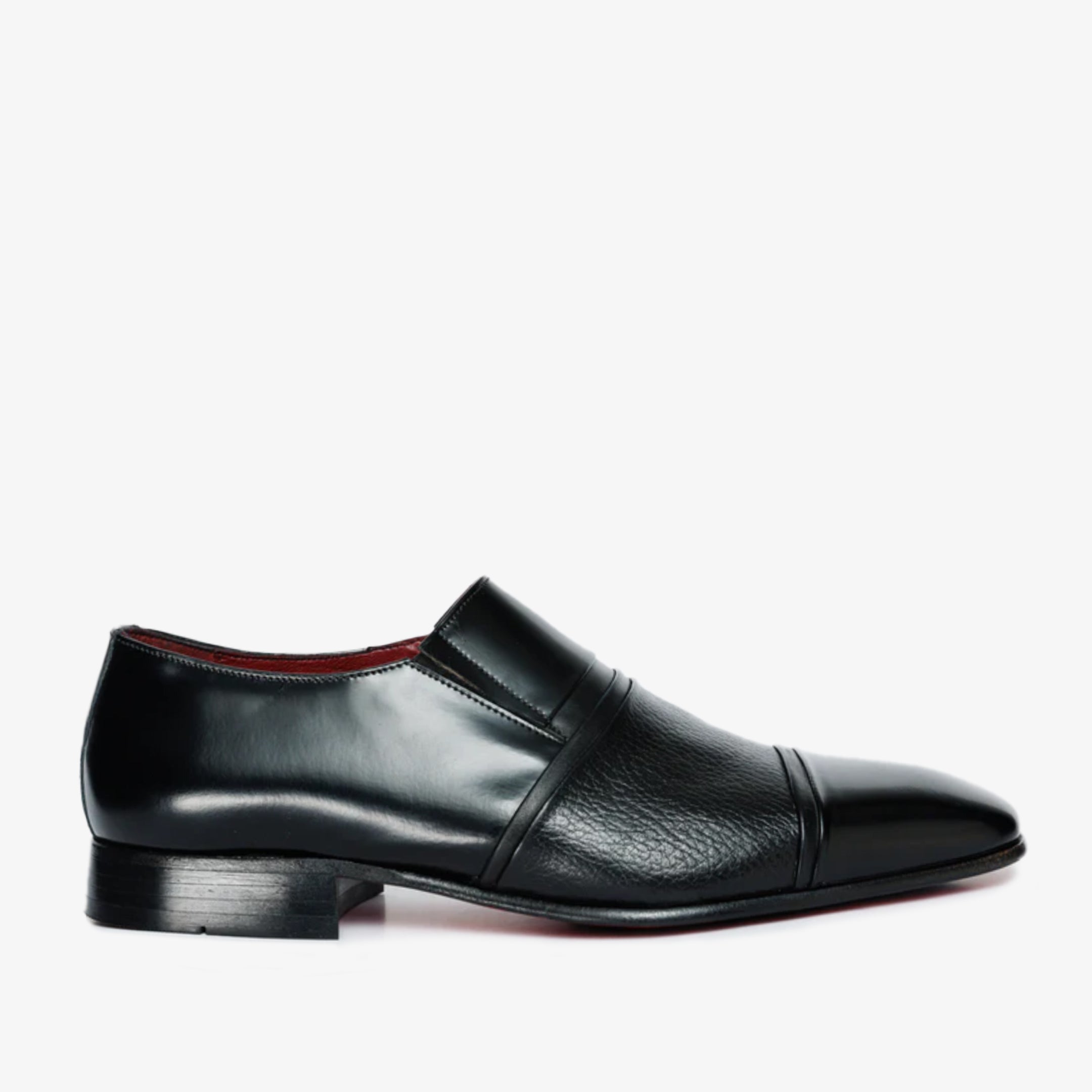 The Everest Black Leather Cap Toe Dress Loafer Men Shoe