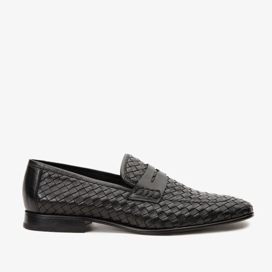 Mocasín de cuero tejido Grand para hombre, color negro