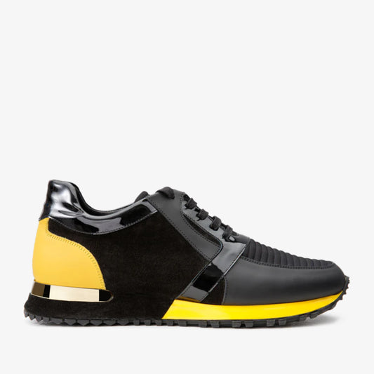 The Magura Black & Yellow Leather Men Sneaker
