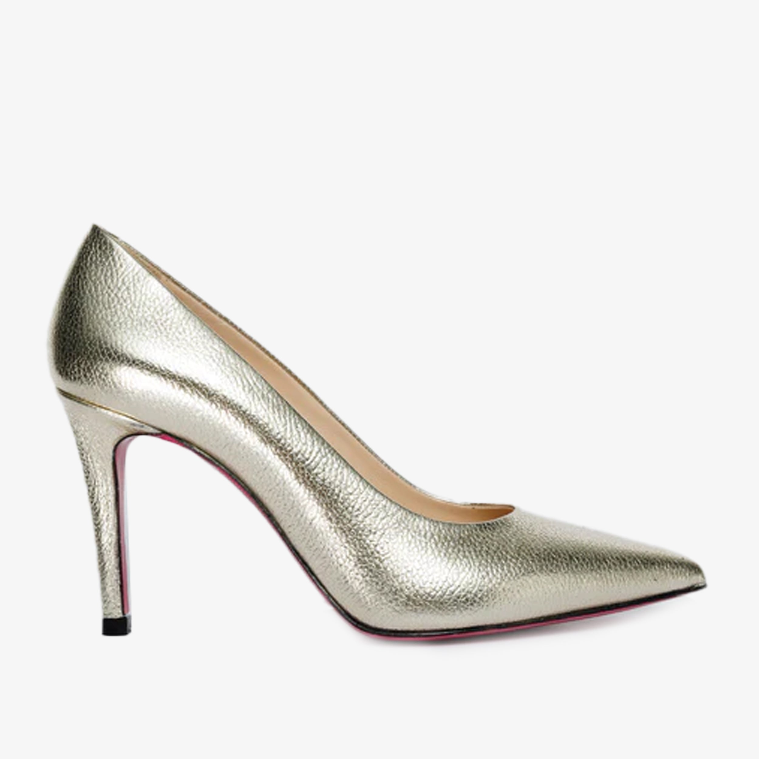 The Ege Gold Leather Pump Fuchsia Sole Women Shoe