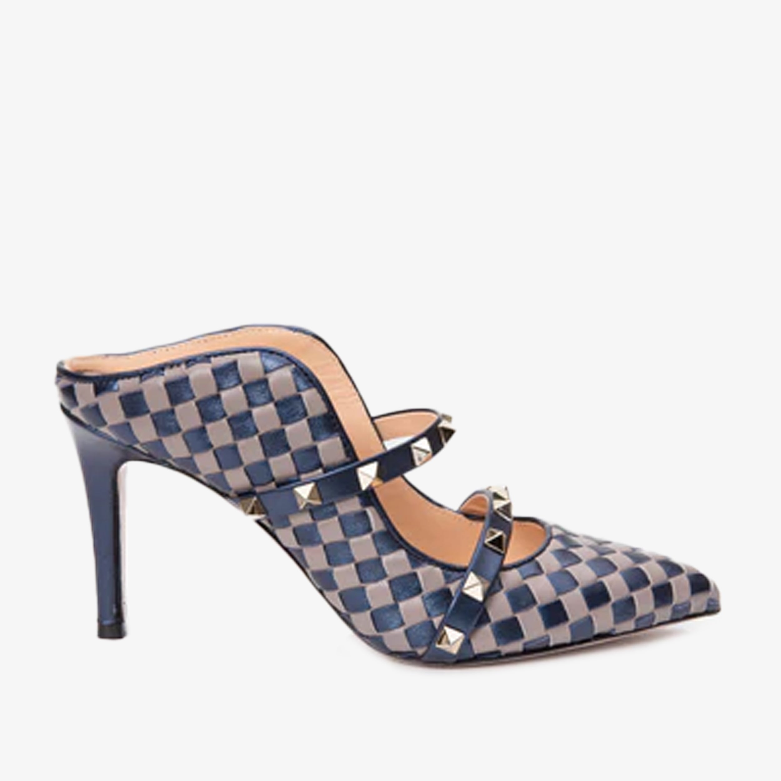 The Dosso Navy Blue Handwoven Pointy Toe Leather Women Sandal