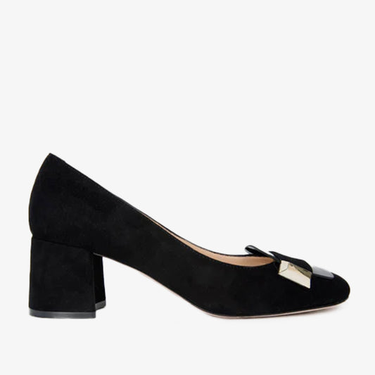 The Olney Black Suede Leather Block Heel Pump Women Shoe