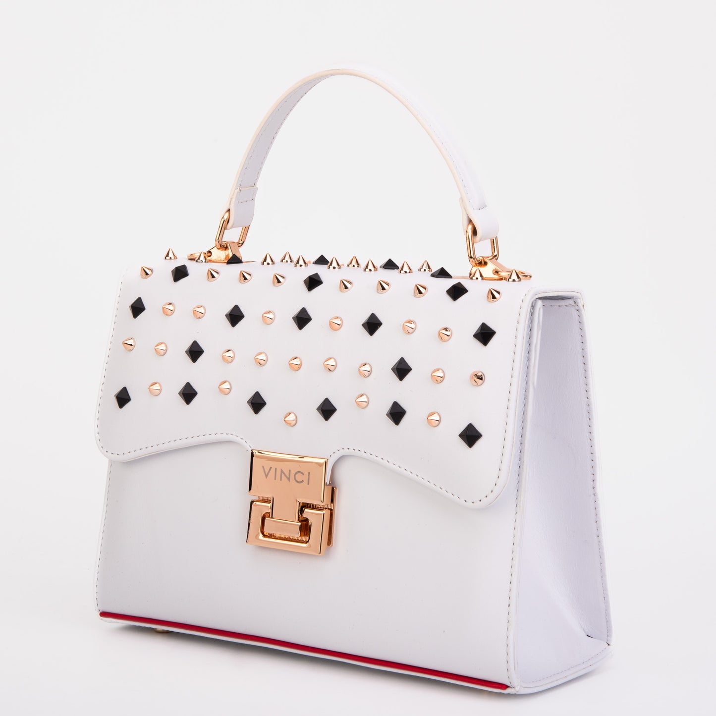 El bolso de mano Infanta de piel con pinchos blancos 