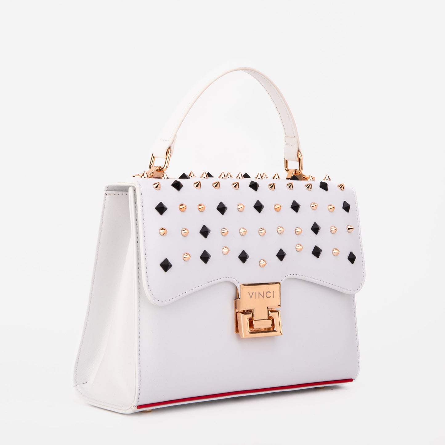 El bolso de mano Infanta de piel con pinchos blancos 