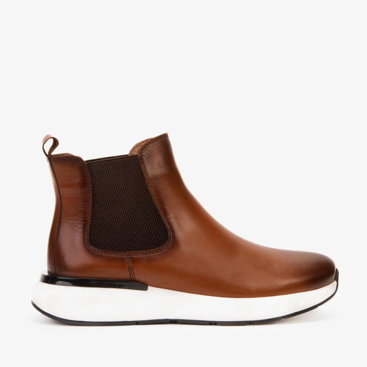El Botín Chelsea para Hombre de Cuero Marrón Apex