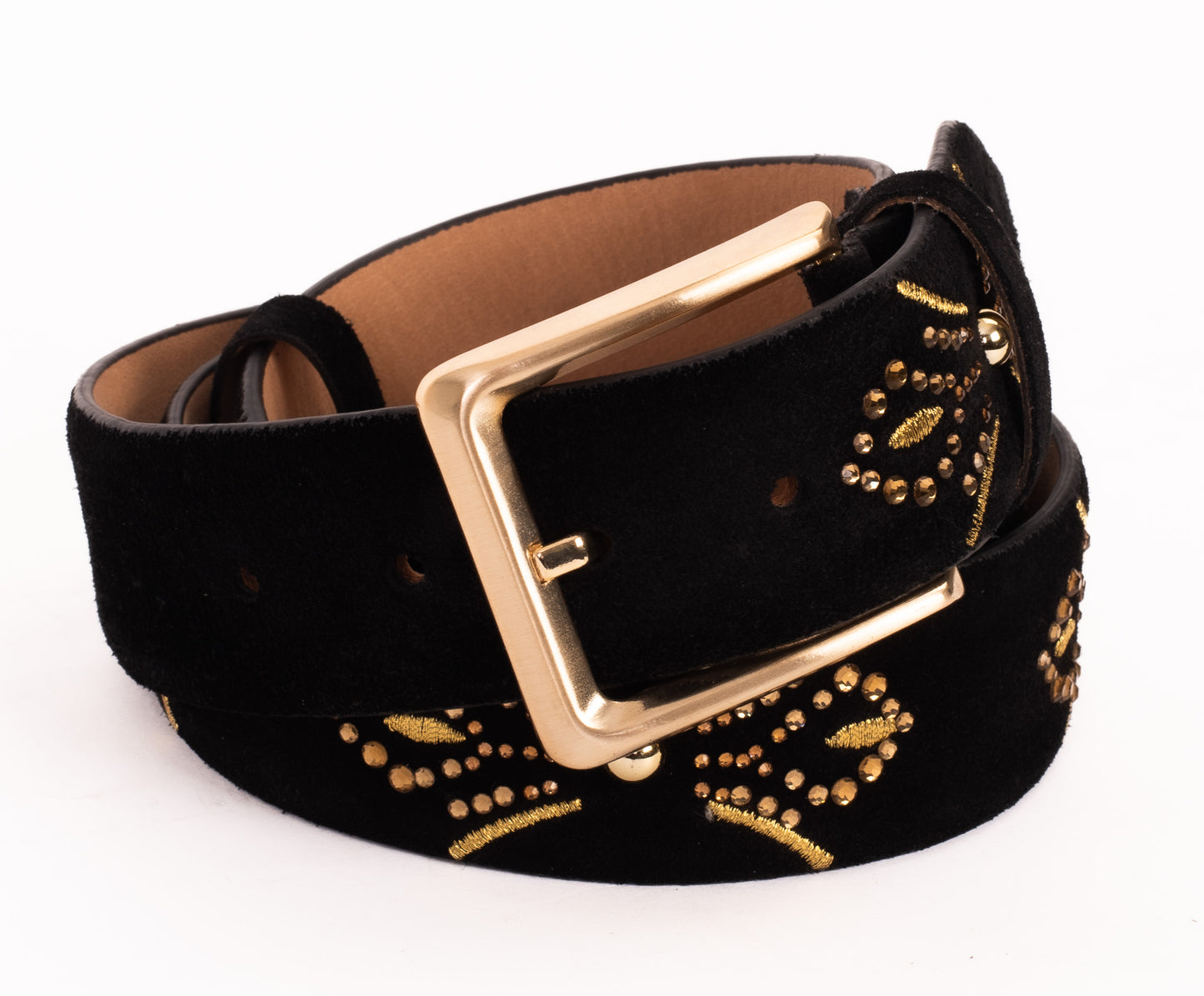 The Lazio Black Suede Leather Belt